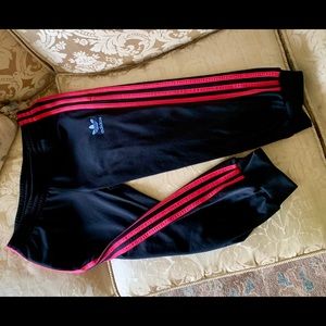 Adidas Crop Sweatpants Black & Pink Sz Small